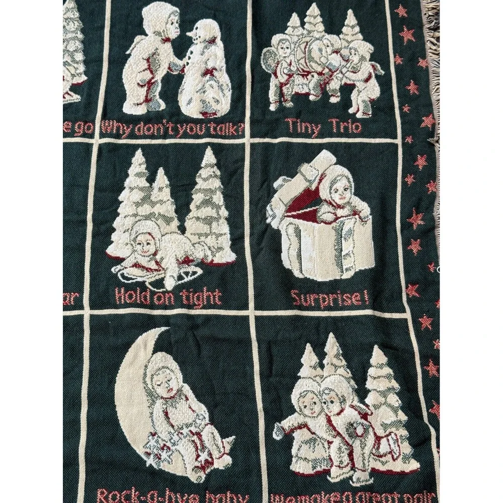Department 56 Goodwin Weavers‎ Snowbabies Triple Woven Throw Christmas Tapestry